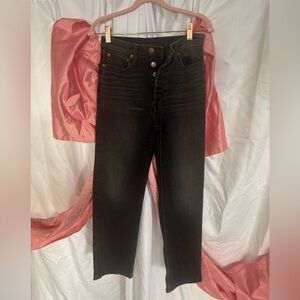 Re/Done Charcoal Stove Pipe bottom, butterfly Jeans